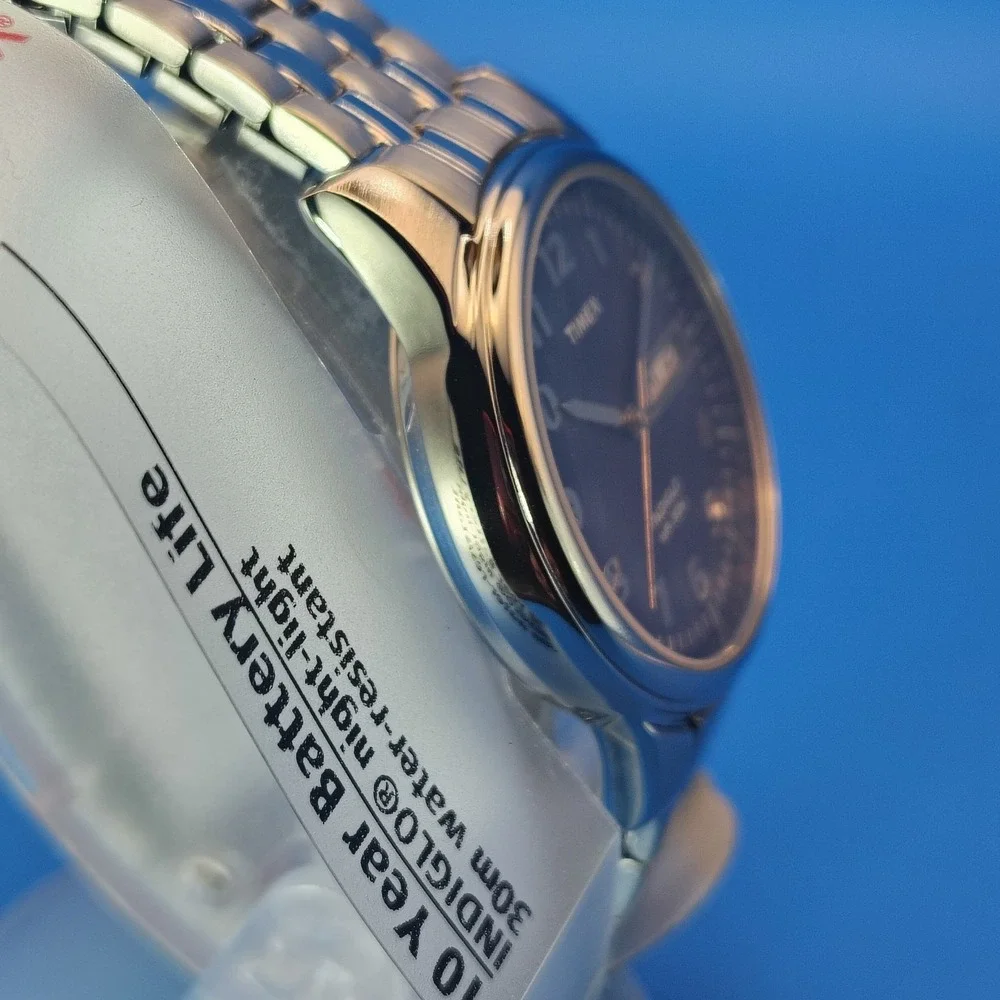 Vintage 2015 Timex Indiglo Day-Date 35mm Mens Quartz Watch 3D Hologram Dial NOS‎